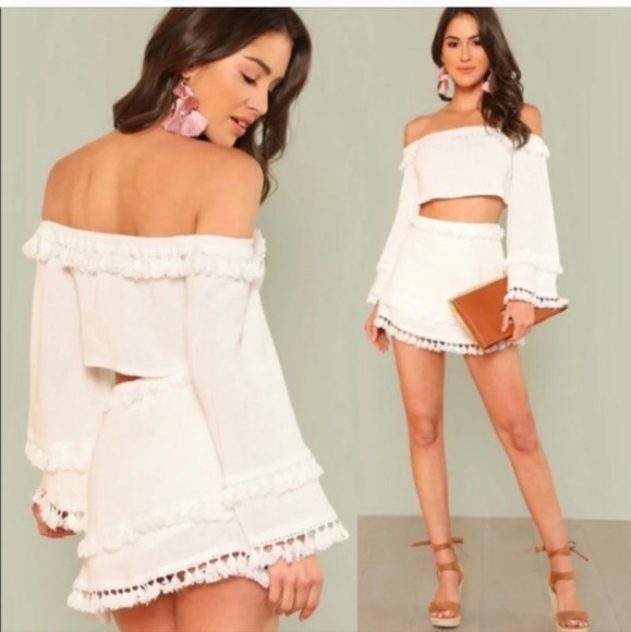 THE INDIGO CHILD Tassel skirt And Cropped Top Set. Maroon/Burgundy. Size small - Picture 4 of 15